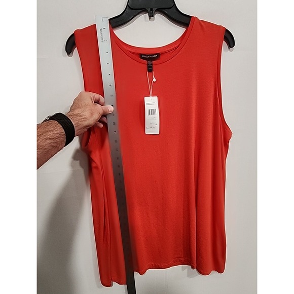 Eileen Fisher NWT Crew Neck Long Shell Top Womens XL Orange, Sleeveless Jersey - Picture 5 of 8